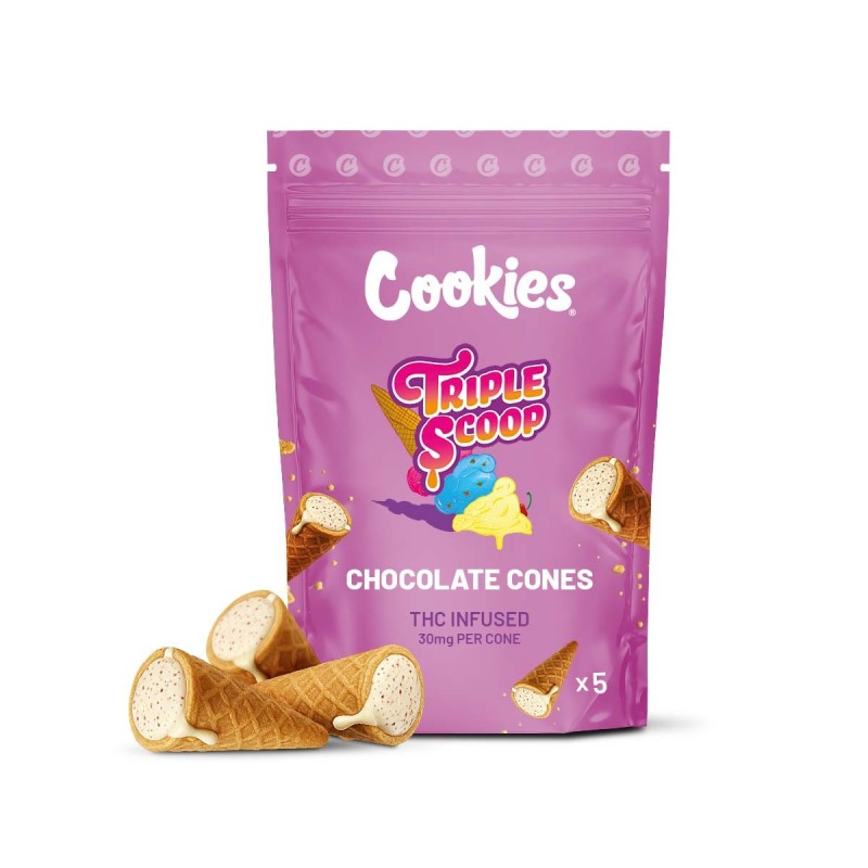 CHOCOLATE CONES TRIPLE SCOOP THC INFUSED 30MG COOKIES (x5)