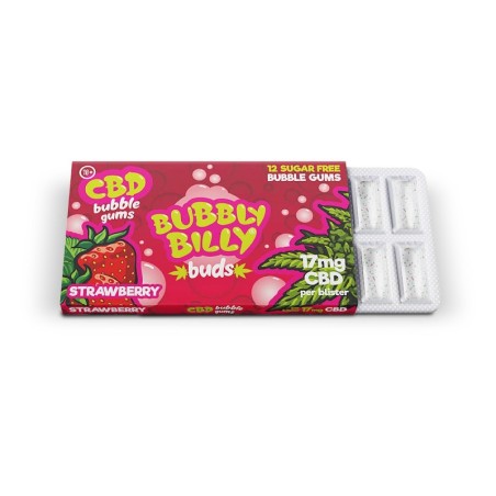 GUMA DO ŻUCIA STRAWBERRY 17MG CBD BUBBLY BILLY