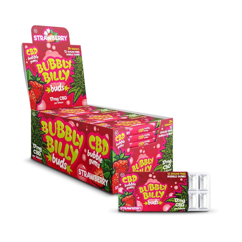 GUMA DO ŻUCIA STRAWBERRY 17MG CBD BUBBLY BILLY