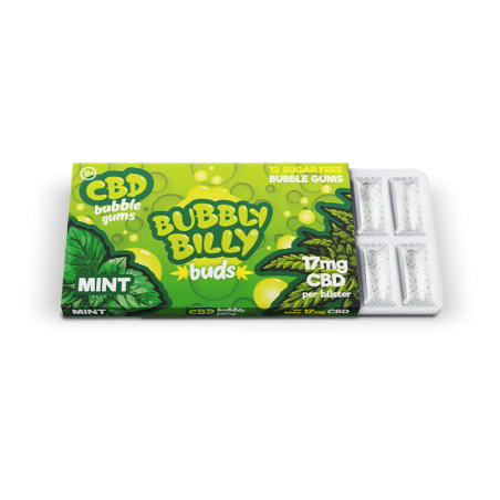PEPPERMINT GUMA DO ŻUCIA 17MG CBD BUBBLY BILLY