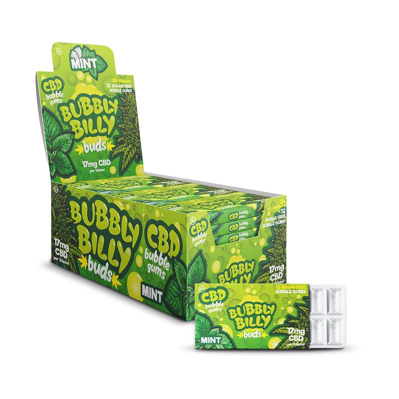 PEPPERMINT GUMA DO ŻUCIA 17MG CBD BUBBLY BILLY