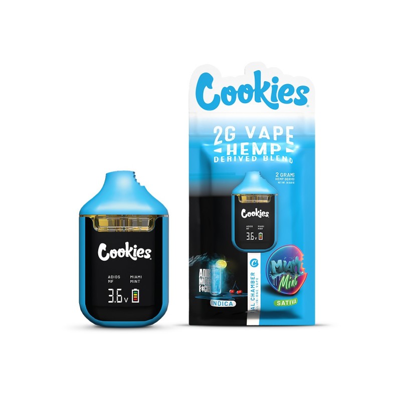 DUAL CHAMBER VAPE HEMP DERIVED 2MG ADIOS MOTHER F*CKER! & MIAMI MINT COOKIES